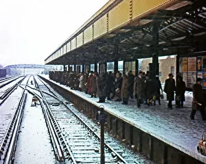 Suburban Collection: Suburban railway station under snow