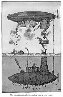 Contraptions Gallery: The Subzeppmarinellin by Heath Robinson, WW1 cartoon