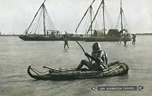 Canoe Prints: Sudan - An Ambatch Canoe on the White Nile