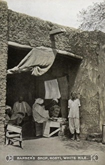 Sudan - Barbers Shop at Kosti, White Nile