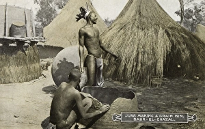 Sudan - Jur Tribesman making a Grain Bin