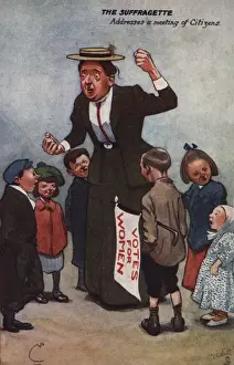 Addresses Prints: Suffragette Addresses Meeting of Citizens