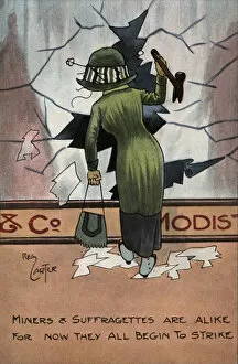 Breaks Gallery: Suffragette breaks Window, Miners Strike