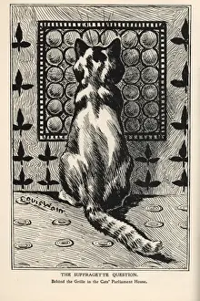 Grille Prints: Suffragette Cat Behind the Grille