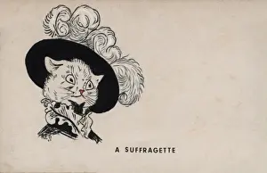 Plumed Prints: Suffragette Cat in Plumed Hat