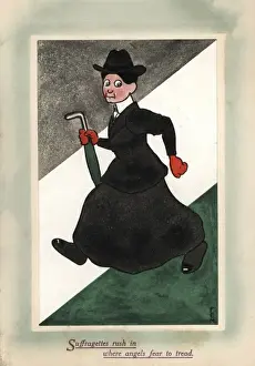 Suffragette Christmas Card Where Angels Fear To Tread
