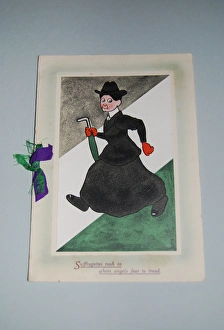 Images Dated 9th October 2013: Suffragette Christmas Card Where Angels Fear To Tread