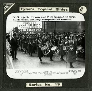 Suffragette Drum and Fife band - Lantern Slide
