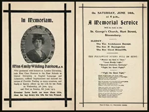 Suffragettes Gallery: Suffragette Emily Wilding Davison In Memoriam