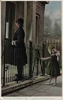 Clings Prints: Suffragette Holding Railings