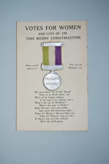 Images Dated 9th October 2013: Suffragette Hunger Strike Medal Christmas Card