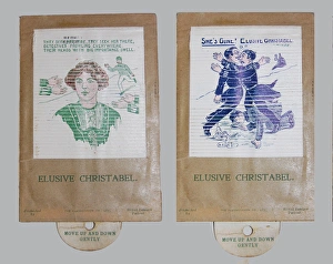 Images Dated 17th October 2013: Suffragette Moveable Card Toy Elusive Christabel