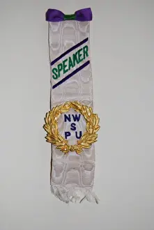 Watered Prints: Suffragette N. W. S. P. U Regalia Ribbon