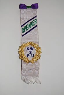 Images Dated 9th October 2013: Suffragette N.W.S.P.U Regalia Ribbon
