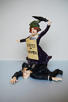 Images Dated 1st November 2013: Suffragette Trampling on Policeman Ceramic