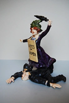 Images Dated 1st November 2013: Suffragette Trampling on Policeman Ceramic