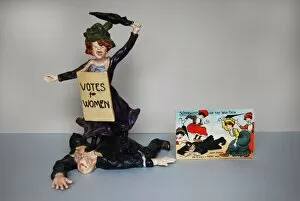 Images Dated 1st November 2013: Suffragette Trampling on Policeman Ceramic