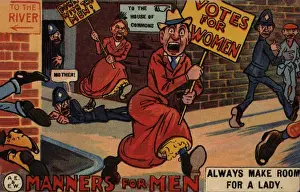 Suggests Prints: Suffragette Votes for Women, Manners for Men