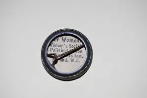 Lapel Prints: Suffragette W. S. P. U Badge Christabel Pankhurst (reverse)
