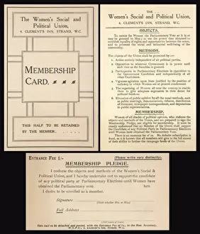 Suffragette W. S. P. U Membership Card