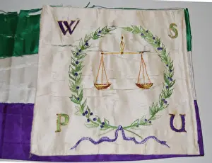 Bottom Prints: Suffragette W. S. P. U Regalia Flag