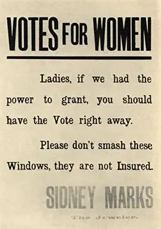 Notice Prints: Suffragette Window Breaking Campaign