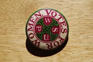 Images Dated 9th October 2013: Suffragette W.S.P.U Badge