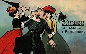 Policeman Prints: Suffragettes Attacking A Policeman