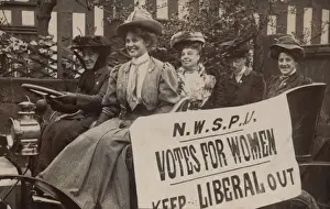 Nwspu Prints: Suffragettes in Car Keep Liberal Out