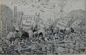 Leaflets Prints: Suffragettes Swimming Hot Air Balloon Muriel Matters