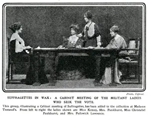 Wspu Prints: Suffragettes in wax: a cabinet meeting of the militant ladies who seek the vote