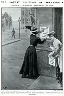 Wspu Gallery: Suffragists putting up posters in London 1908