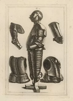 Stockdale Collection: Suit of bright armour and pouldron, garde-brass and vambrace