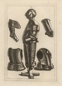 Suit of bright armour and pouldron, garde-brass and vambrace Suit of bright armour and pouldron, garde-brass and vambrace