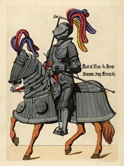 Suit of engraved plate armour and horse barding Suit of engraved plate armour and horse barding