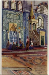 Minbar Prints: Sultan Ahmed Mosque - Istanbul, Turkey, Interior with Minbar