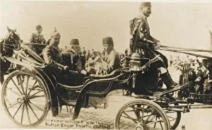 Sultan Mehmed V rides with the Kaiser and Enver Pasha