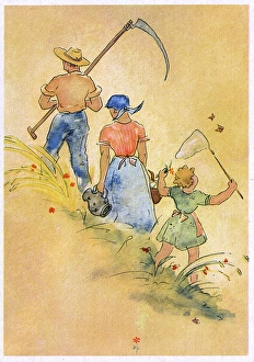 Images Dated 22nd November 2016: Summertime Scene - A family in the fields in Rural Germany