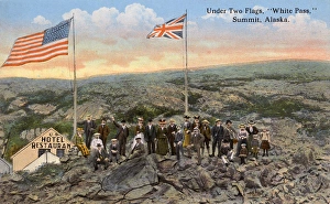 Climbers Gallery: The Summit of White Pass, Alaska - Two flags