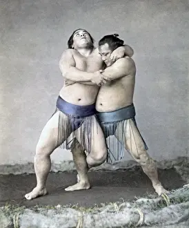 Wrestlers Prints: Sumo Wrestlers, Japan, circa 1880s