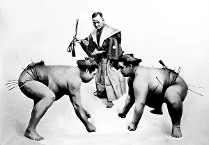 Wrestlers Prints: Sumo wrestlers, Japan, early 1900s