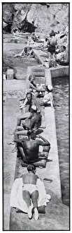 Tanning Prints: Sunbathers lounging at exclusive Riviera hang-out