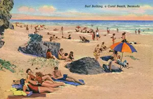 Sunshade Prints: Sunbathing on a Coral Beach, Bermuda