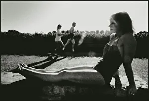 Sunbathing, Santa Monica, California, USA