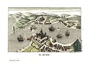 Sound Prints: The Sund (channel) with Kronborg Castle and Helsingborg