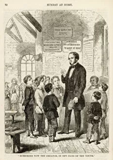 1850s Collection: Sunday School teacher and pupils