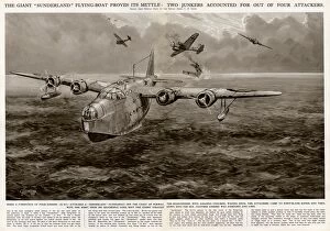 Sunderland seaplane and two Junkers by G. H. Davis