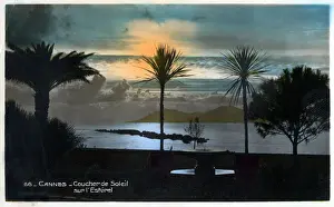 Massif Prints: Sunset over the Massif de l Esterel, a Mediterranean coastal mountain range - as viewed
