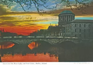 Four Collection: Sunset over the River Liffey and Four Courts, Dublin