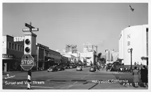 Breneman Prints: Sunset and Vine Streets, Hollywood, California, USA